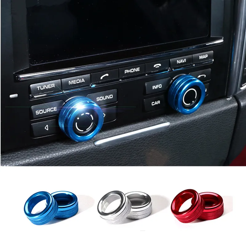 

2pcs Center Console Volume Knob Ring Decorative Cover Trim Interior 3D Stickers For Porsche Macan Cayenne Panamera Car styling