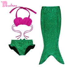 Купальный костюм из 3 предметов для девочек с раздельным хвостом русалки, купальный костюм