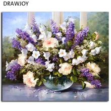 Drawjoy foto enmarcada pintura by números flor moderna decoración del hogar para la sala de estar de la mano regalos únicos g053 foto arte de la pared