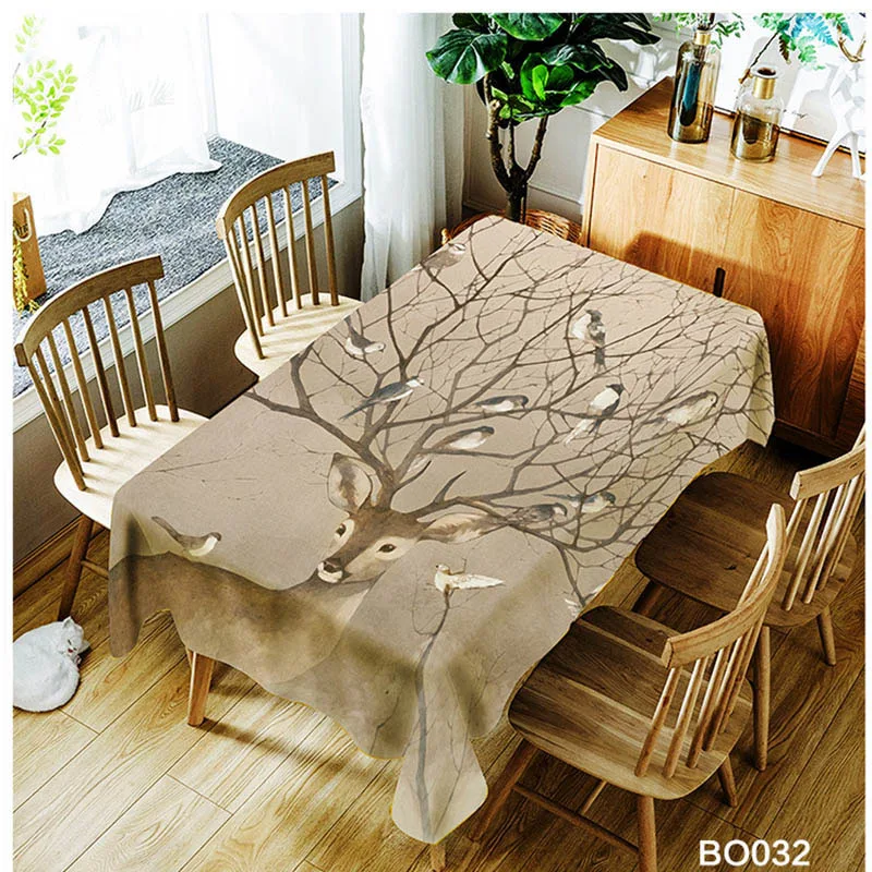  Meijuner 3D Tablecloth Christmas Deer Pattern Polyester Dustproof Waterproof Table cloth Christmas 