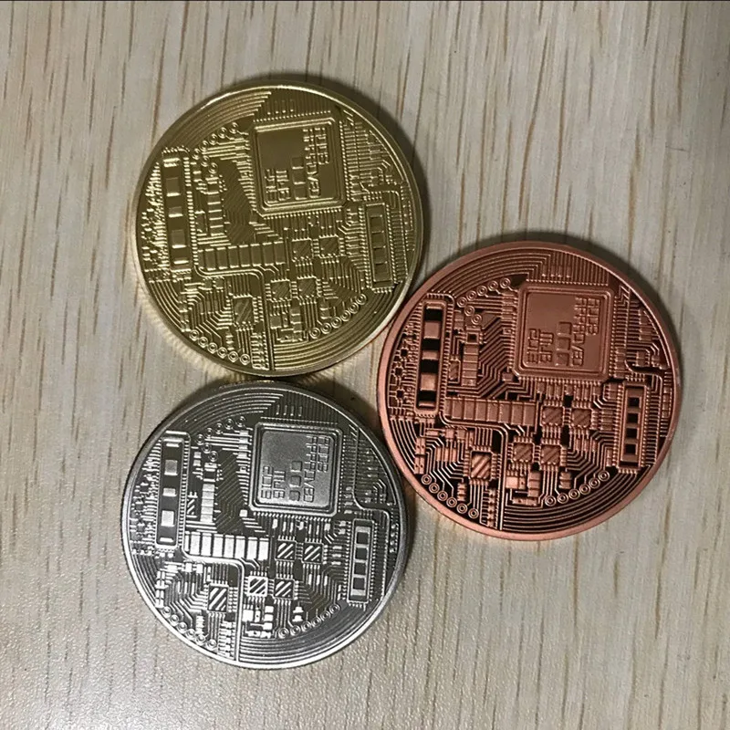 Образец заказа классический интернет тема валюта FCCB Биткойн латунь Немагнитный настоящее золото посеребренный значок 40 мм Монета Биткоин