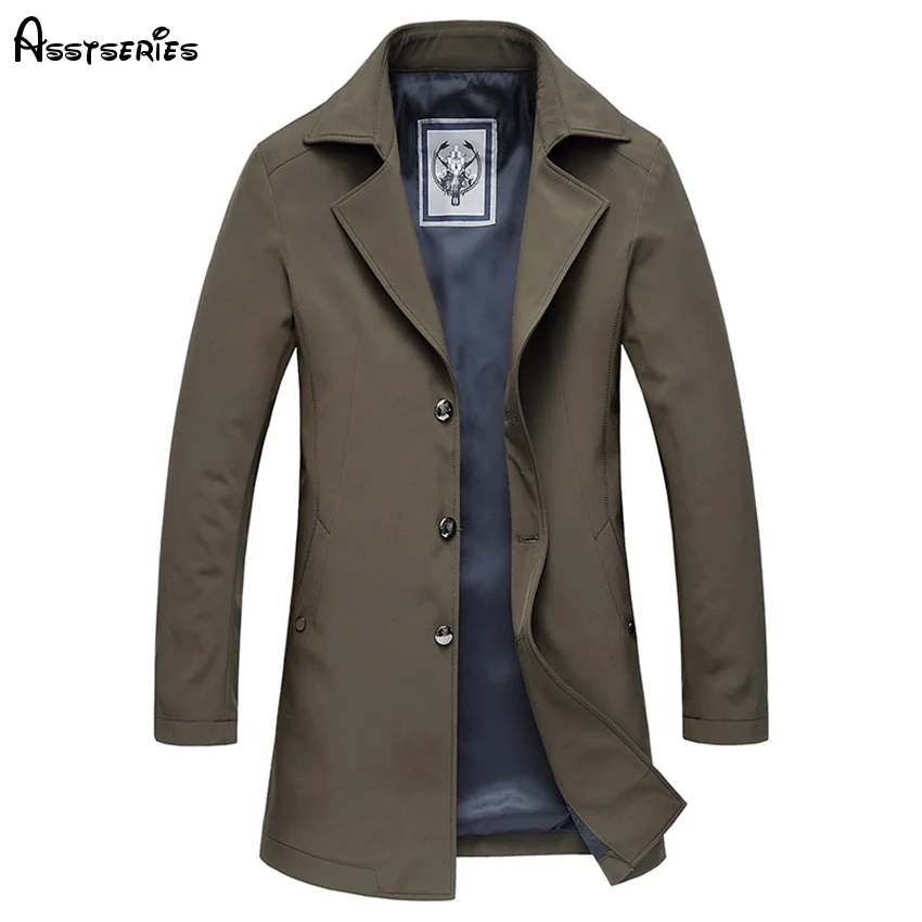 Free Shipping Brand Men's Trench Suit Collar Long Windbreaker Spring Leisure Slim Coat Dad's Trench Clothes D180