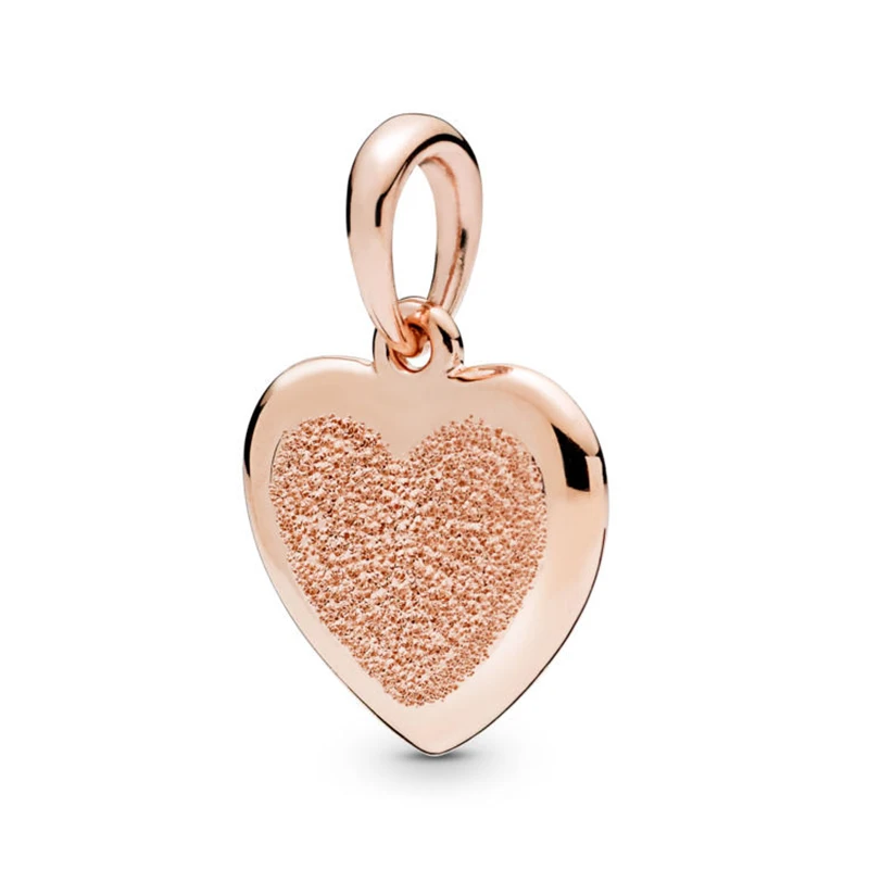 

2019 NEW 100% 925 Sterling Silver Matte Brilliance Heart Pendant Rose Gold Charm Fit European DIY Women Necklace Jewelry Gift