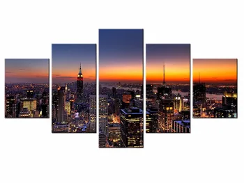 

Top Wall Deocr Canvas Painting 5 Pcs Modern view of the city Printed Oil Pictures Living Room Frame or No Frame/XC-city-167