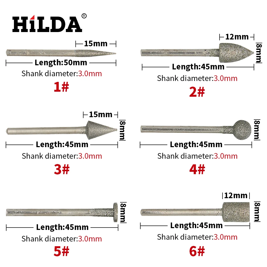HILDA наждачные головки для шлифовки вращающихся инструментов Dremel аксессуары