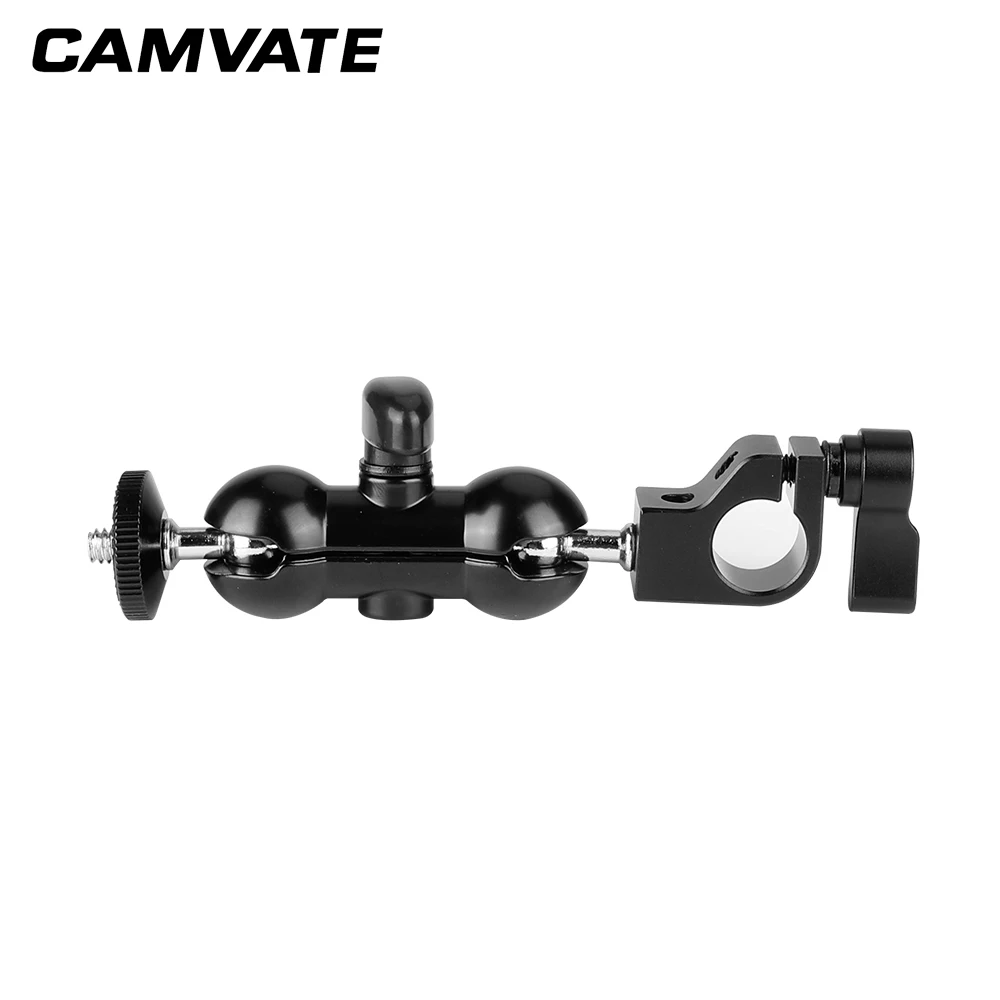 

CAMVATE 15mm Rod Clamp & Mini Ball Head With Double-ended 1/4"-20 Screw Adapter For Camera Monitor C2082