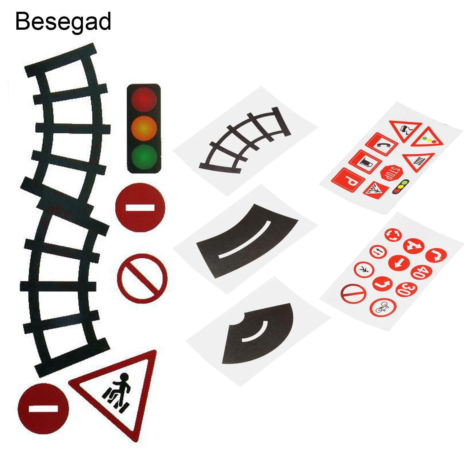 Besegad 5 шт. DIY дорожные железные дороги клей съемные Васи кривые ленты знаки