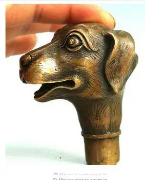 

100% brass Pure Copper Brass Grandpa Good Lucky Old Nice Asian Chinese Hand Carved Dog Collect Statue Walking Stick Head