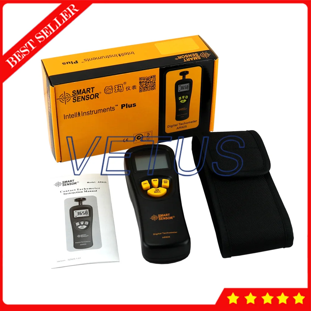 

AR925 Digital Tachometer Contact Motor Tachometer RPM Gauge Digital Tach Speedometer With 0.5 to 19999RPM Range