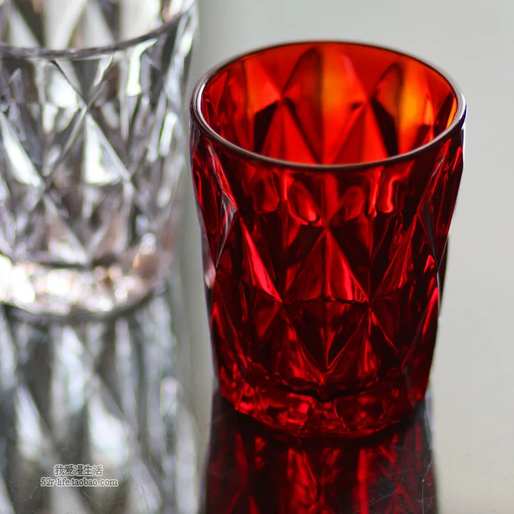 Высококачественная цветная винтажная стеклянная чашка с тиснением без свинца