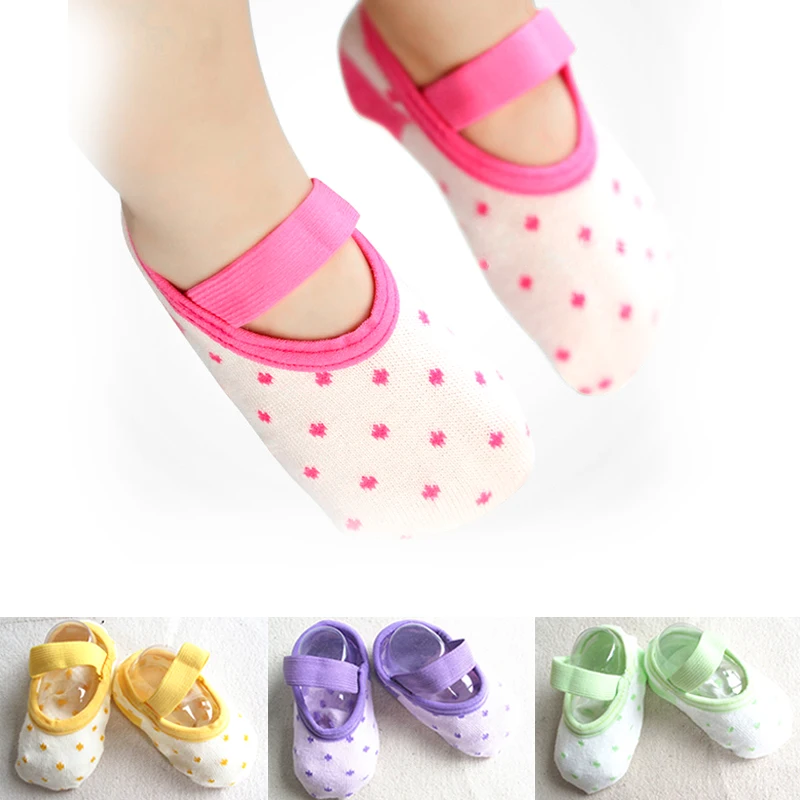 spring autumn cute dot anti skid baby socks for newborn toddler Stretch