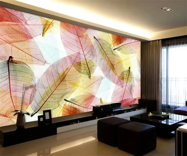 Fashion Interior Design 3D Stereo Transparent Leaves Photo Mural Dining Room Home Decor Wallpaper Modern Creative Wall Painting