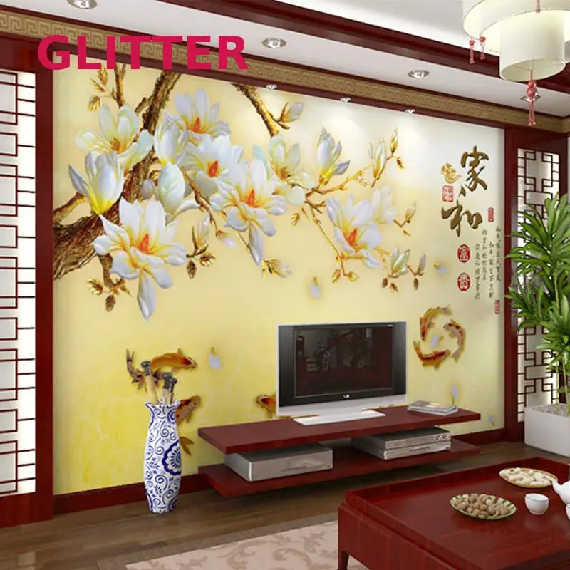 Modern Flower Wall Murals Chinese Large Mural Wallpaper ...