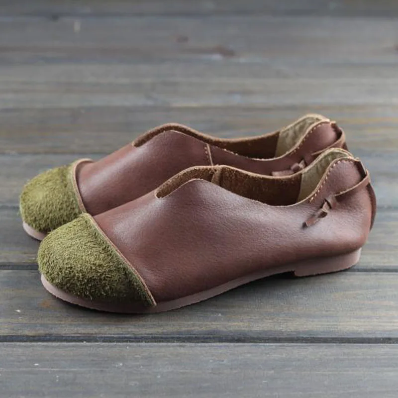

Women Shoes Flat Slip on Loafers 100% Genuine Leather Ladies Flat Shoes Retro Female Footwear 2019 Spring Ballet Flats (8608)