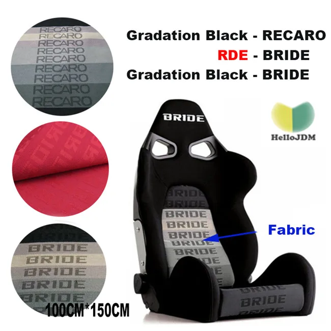 EDBETOS 100CM x160CM JDM BRIDE Racing Car Seats Auto Fabric Black Red