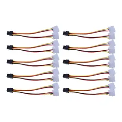 Ootdty 10 шт./компл. двойной Molex 4-контакт к одному pci-e 6-контактный разъем питания y Кабель-адаптер