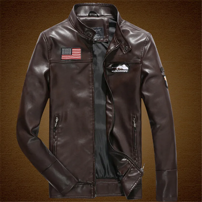 jaqueta de couro masculina militar