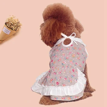 

Pet Puppy Dog Cat Summer Clothes Princess Dress Pet Dog Dress Sweet Vest Floral Skirt Dress Clothing