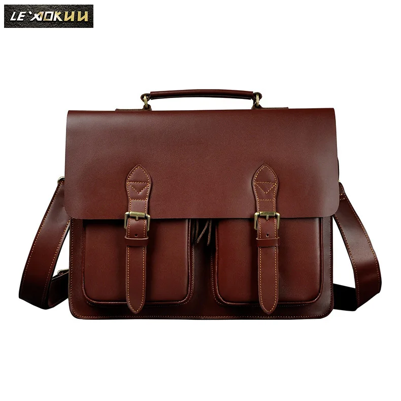 Le/'aokuu Men/'s Genuine Leather Handbag Briefcase Tote Shoulder Bag Messenger Bag