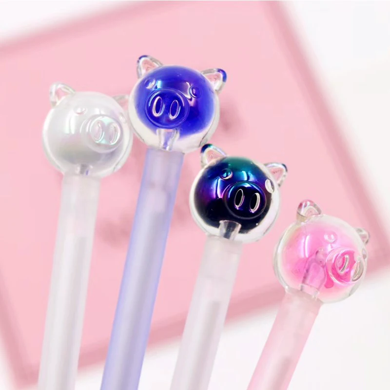 

Cute Crystal Pig Pen Novelty Transparent Gel Pens 0.5mm Kawaii Neutral Pens For Kid Girls Gift School Supplies Korean Stationery