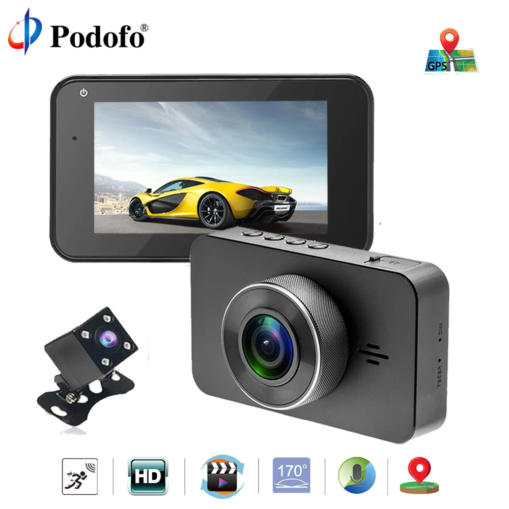 

Podofo 3 " IPS Dash cam ADAS/LDWS Car DVRs Recorder Vehicle Camera Built in GPS Camcorder 2160P Night Vision Dashcam Dual Lens