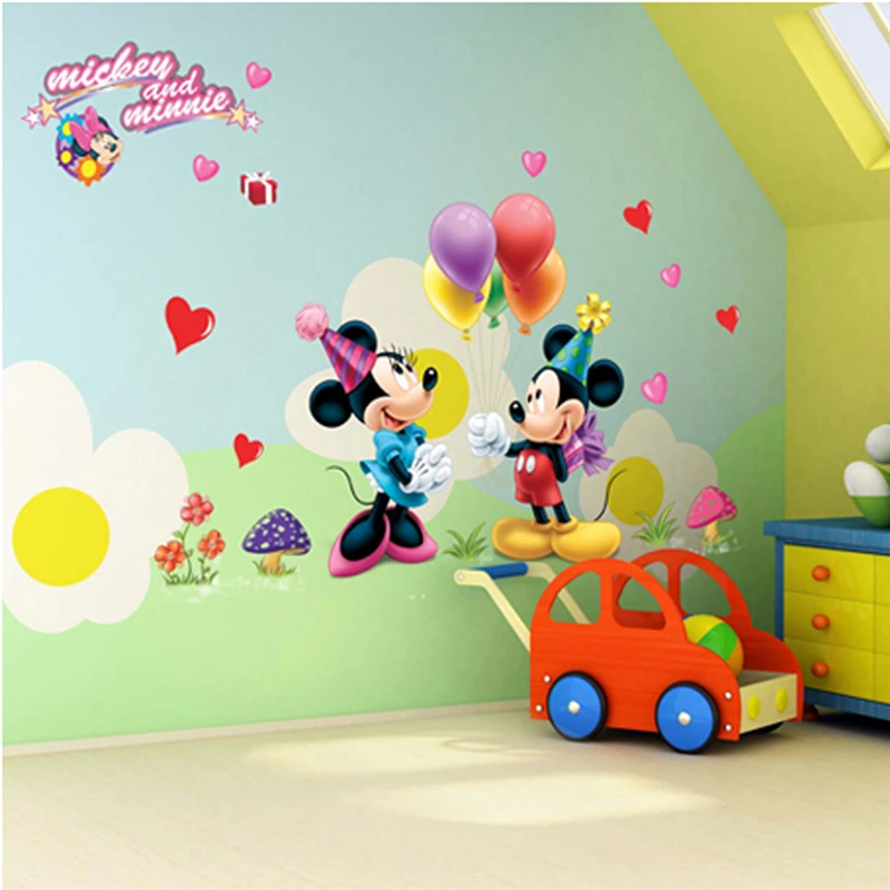 

mickey mouse minnie wall stickers for kids room decoration diy animals mural art home decals peel and stick