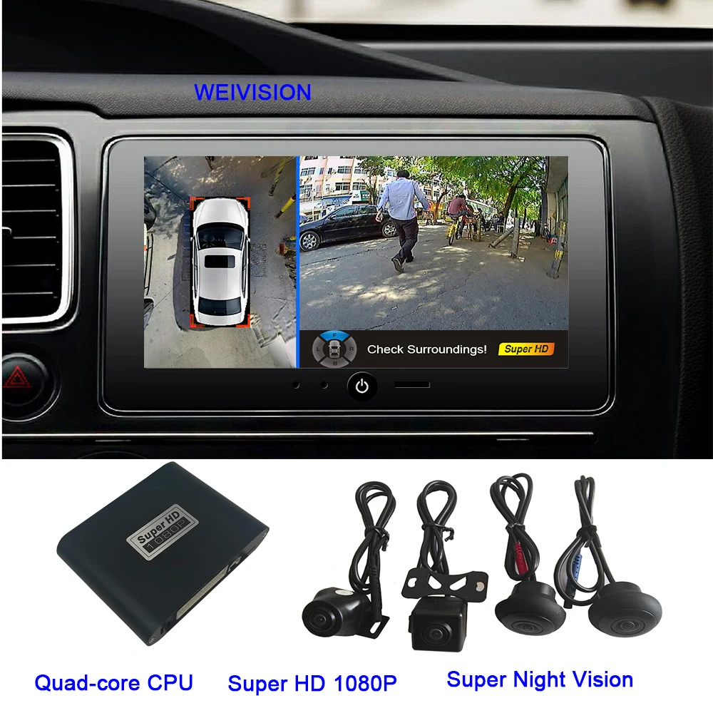 1080P Weivision Starlight night vision HD 360 Degree bird View System Panoramic View All round View