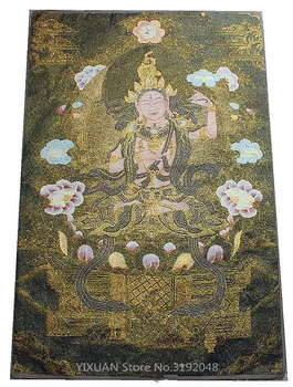 

TNUKK 36 inch china Tibet embroidery Silk fengshui White tara Buddha statue Tangka Thangka Paintings Mural.