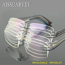 10 шт./лот, мужские оправы для очков, очки без оправы, оптические, брендовые, по рецепту, светильник из титанового сплава, бизнес очки, дешевые