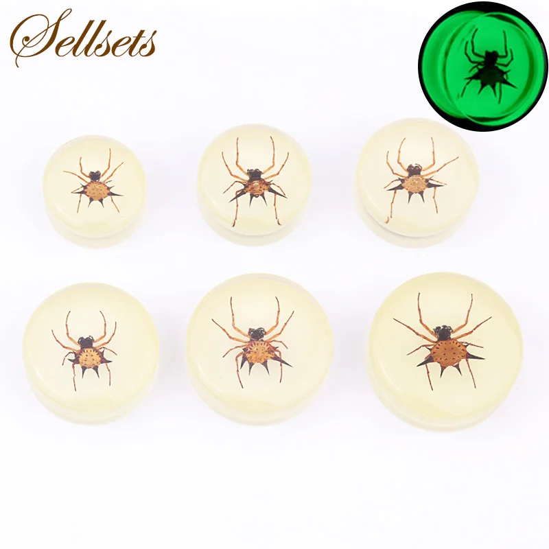 Sellsets 1Pair 20 to 30mm Glow In The Dark Acrylic Ear Plugs Tunnels