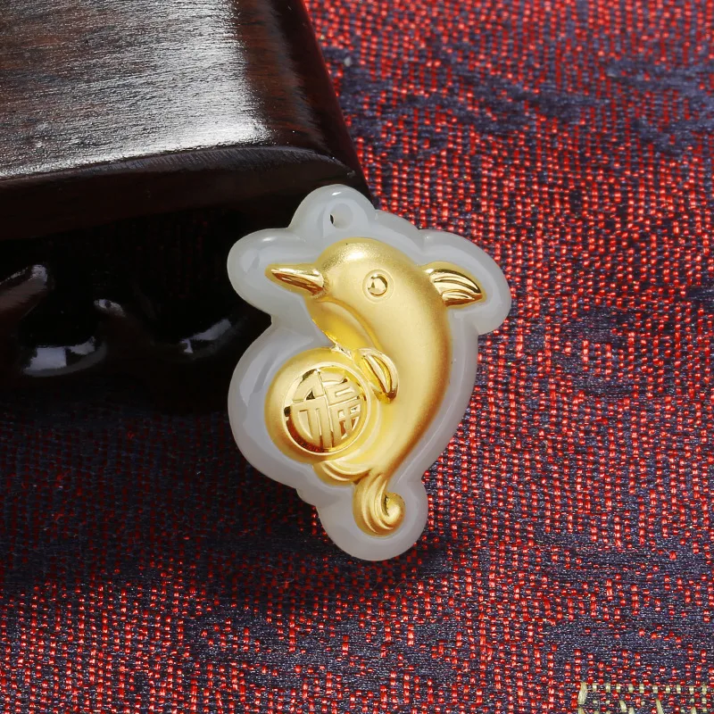

2019 Sale Rushed Asg Choker Necklace Selling 4 D Dolphins Have The Pendant Inset Jades Hang Hetian Inlaid Jewellery Thickening