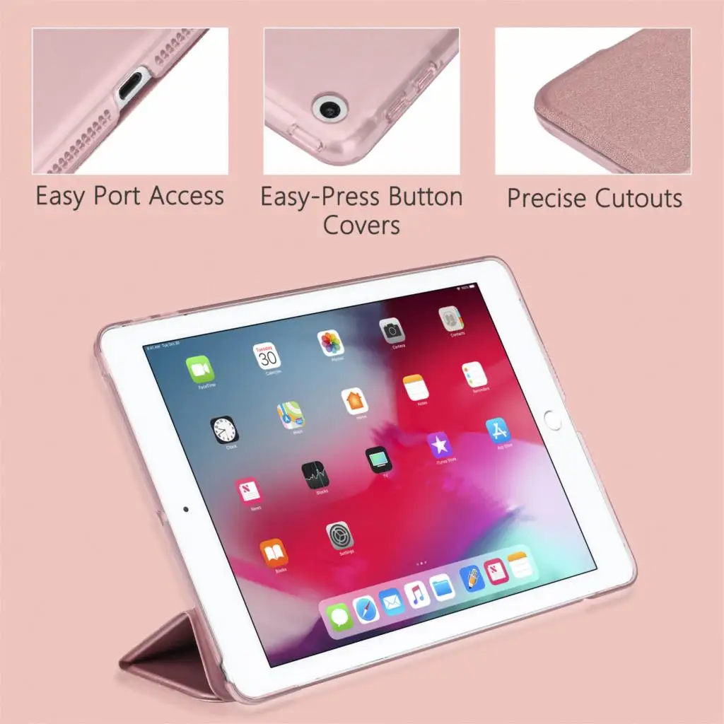 Для Apple iPad Mini 4 3 2 1 чехол, GOOJODOQ тонкий из искусственной кожи полупрозрачный ПК Жесткий Чехол для iPad Mini 4 чехол Авто Режим сна