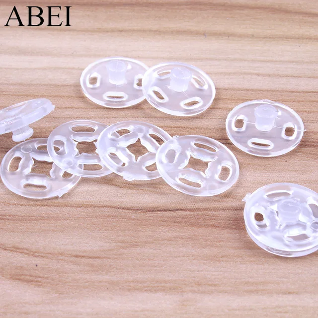 11/13mm 100 Sets Clear Plastic Snap Button Plastic Snaps Fasteners Press DIY Sewing Garments Accessories Handmade Ornaments