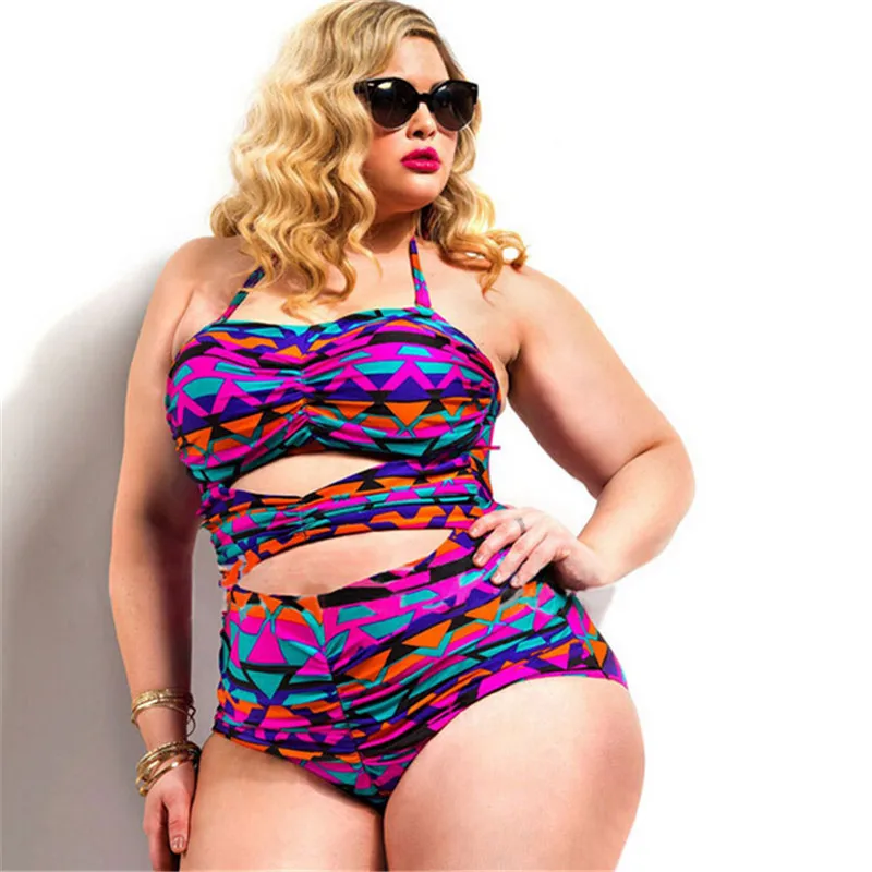 Plus Size Extra Large Size Swimwear Women One Piece Swimsuit Floral