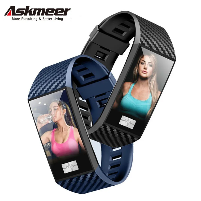 ASKMEER Smart Wristband Large Screen IP68 Bracelet ECG Heart Rate Blood Pressure Monitor Smartwatch for Android IOS | Электроника
