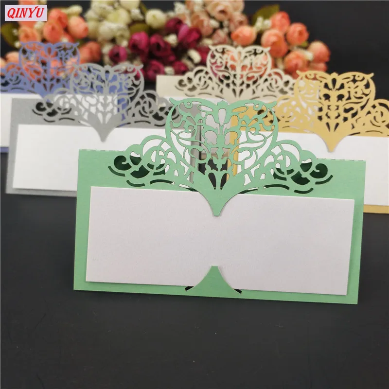 10pcsLot Hollow out Luxury Name Cards Table Name Place Cards Wedding Christmas Birthday Party Invite Cards Table Decoration 5ZSH871 (34)