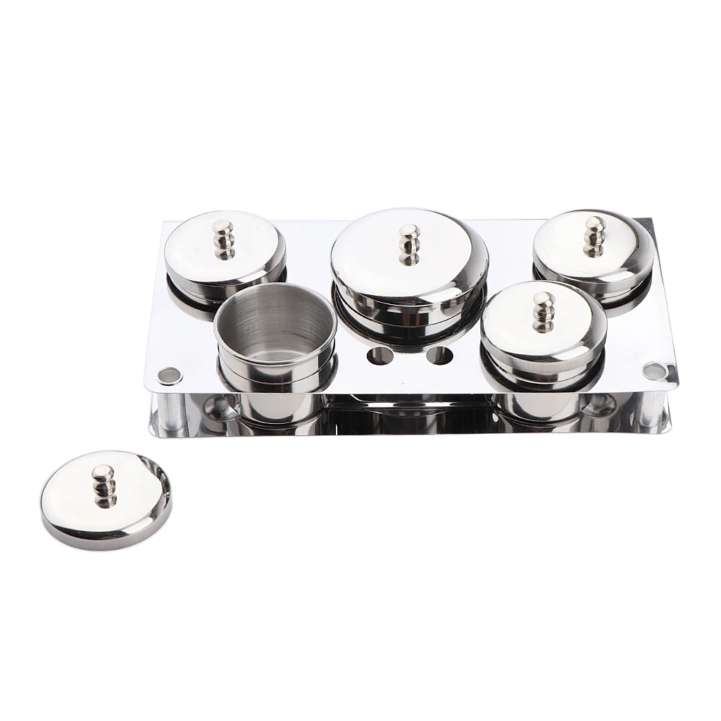 Unbreakable Durable Stainless Steel 5 Cups Sterilizing Disinfecting Sanitizing Jar Salon Barber Tools Germicide Containers