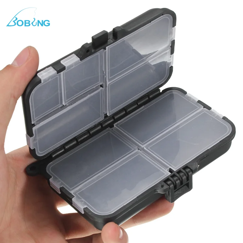  CAMTOA 11x6x3.5cm 9 Compartments Fly Fishing Lure Bait Hook Beans Tackle Box Case Storage With String Line 