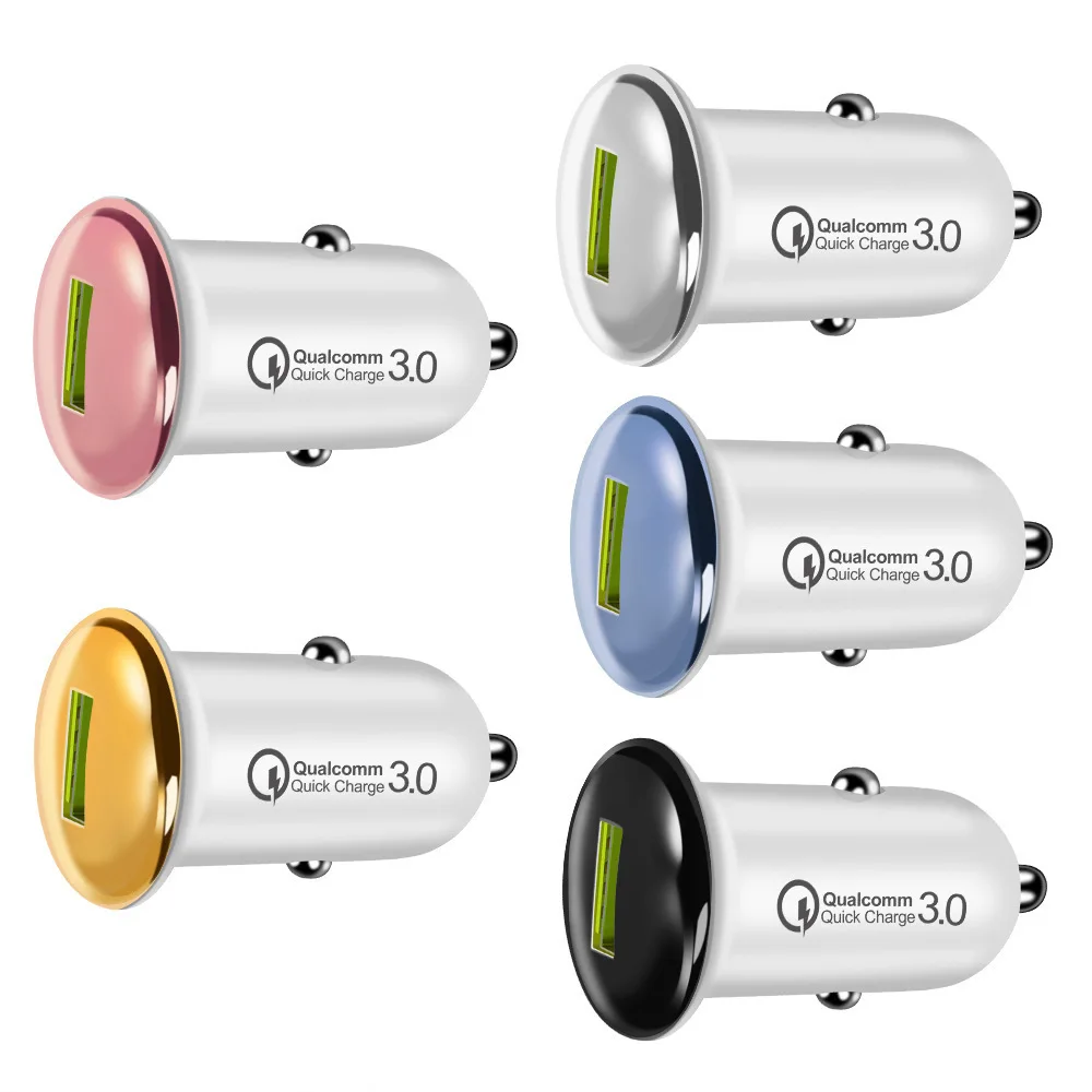 شاحن سيارة USB صغير للجوال هاتف لوحي GPS QC 3.0 سريع شاحن سيارة-شاحن سيارة واحدة USB مهايئ شاحن الهاتف في سيارة