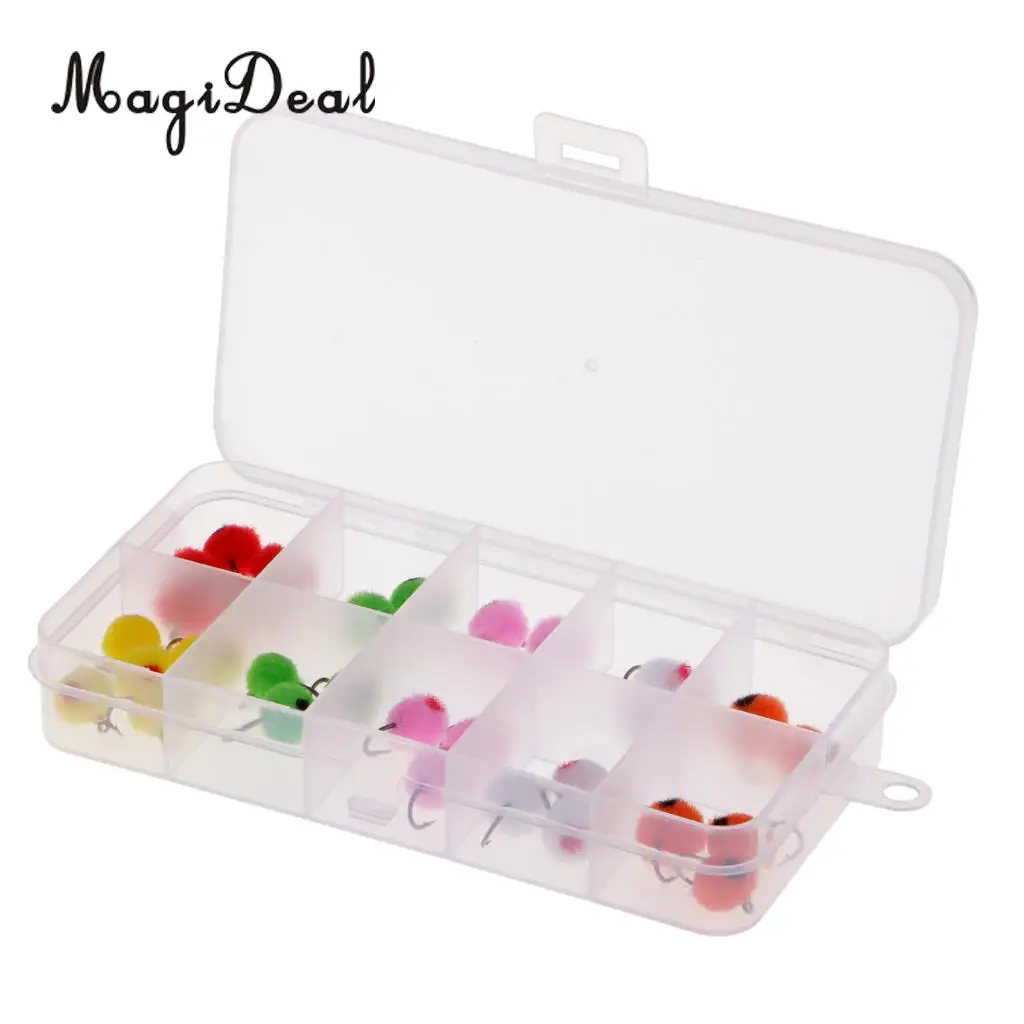 36pcs Glo Bug Egg Fly Salmon Trout Fly Fishing Flies Brass Beadhead, Mixed 6 Colors