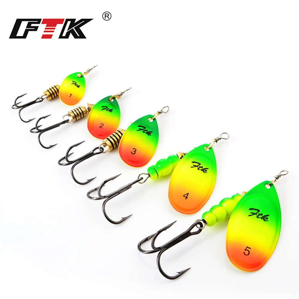 

FTK Mepps 1PC 4 Color Size1-Size5 Fishing Hard Lure Bait Leurre Peche Spoon Fishing Tackle Vissen Pesca Acesorios