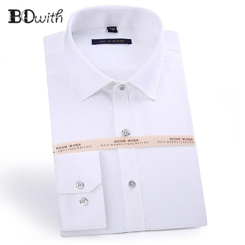 Новинка, модная мужская рубашка с длинным рукавом и квадратным воротником, дизайнерская Однотонная рубашка, не железная, приталенная, деловая рубашка, формальная, 4XL - Цвет: 001