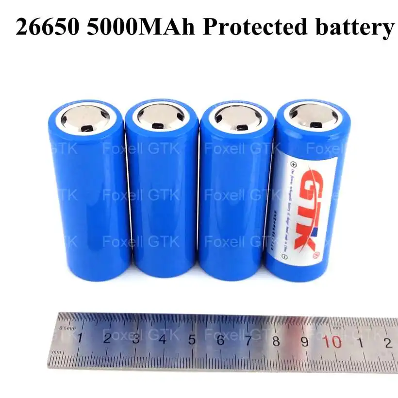 Real capacity 26650 3.7v 5000mAh bateria 26650 original li-ion 26700 with 26650 protected PCB circuit for flashlight led lamps (2)