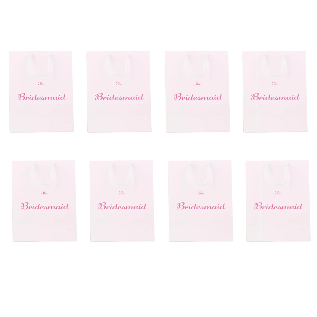 Pieces of 8 The Bridesmaid Printed Paper Bag with Handle for Wedding, Bridal Shower, Hen Night Party