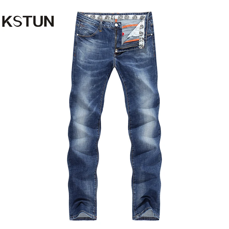 Kstun Для мужчин джинсы летние тонкие Бизнес Повседневное тонкий Прямые джинсы стрейч джинсовые штаны брюки классические ковбои молодой