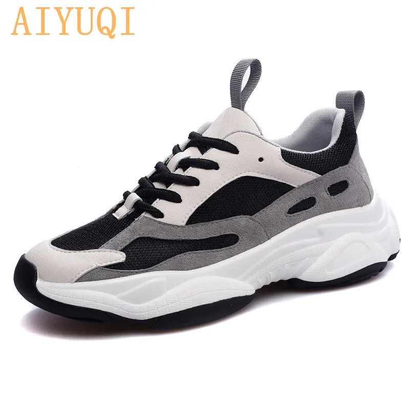 

AIYUQI Women sneakers platform fashion mesh breathable shoe lace up singles cowhide casual student shoes