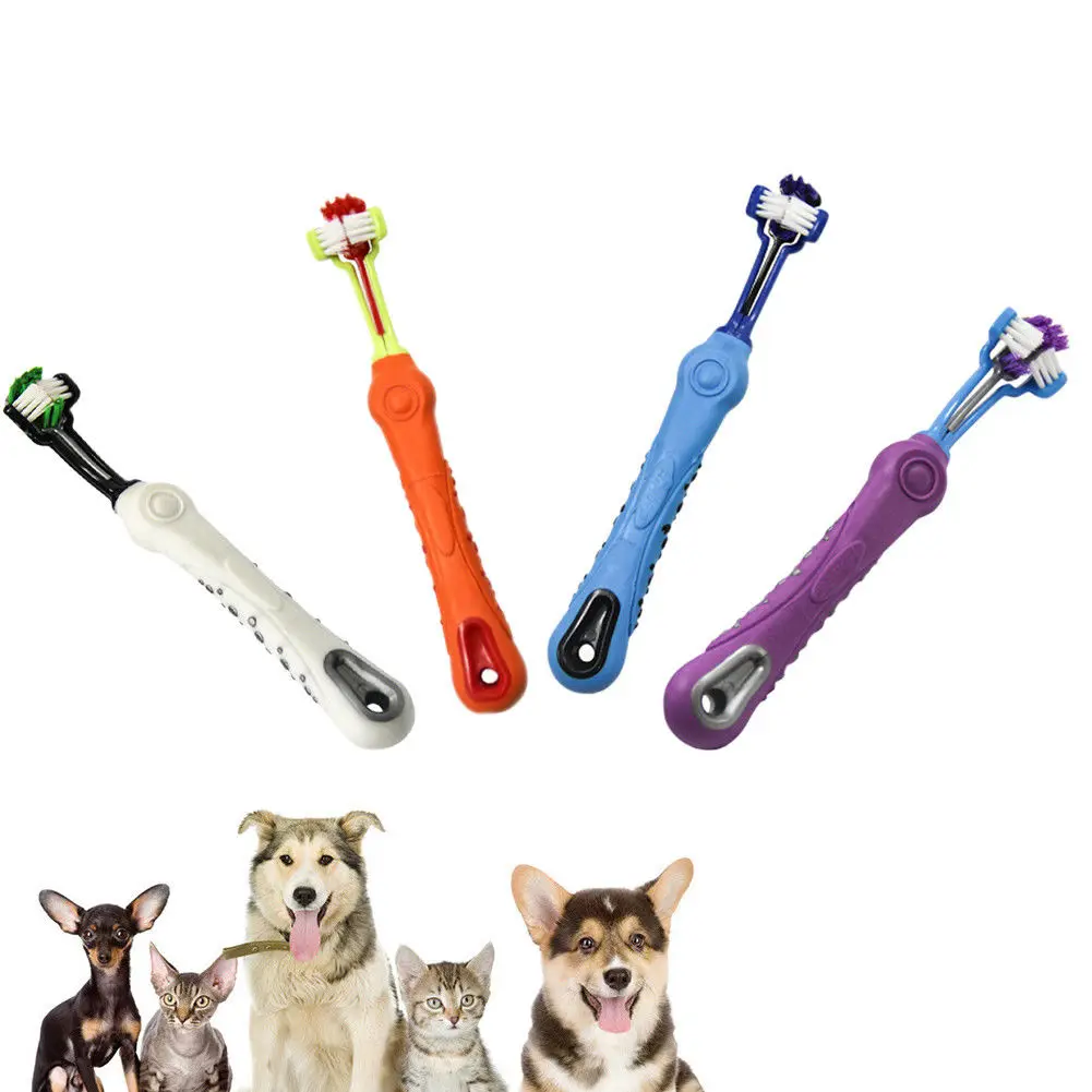 3 Sided Toothbrush Pet Teeth Cleansing Dental Oral Care Small Medium