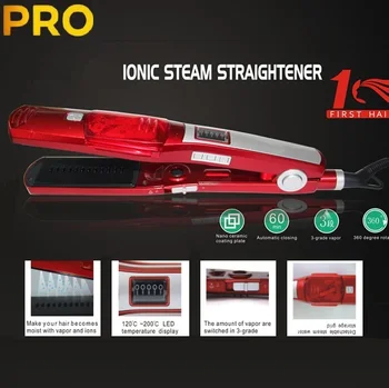 

100-240v Professional Steam hair straightener fast flat iron comb electric Nano Ceramic plate straightening wet&dry