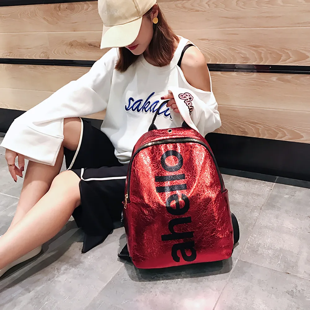 

Women Backpack Girls Fashion Sequins Letter Back pack Kawaii Cute Large Capacity Ladies Travel Backpack mochila feminina bolsa