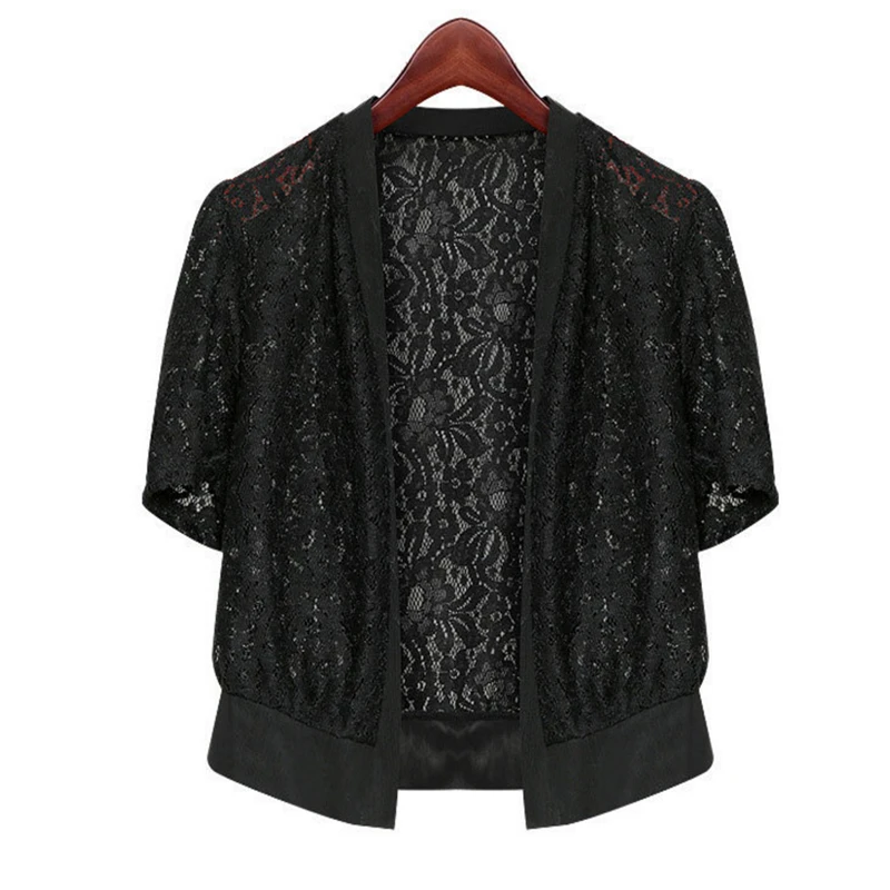 

Women 2018 Summer Lace Floral Tops Shirt Chiffon Cardigan Shawl Short Sleeve Loose Blouse Plus Size M-5XL